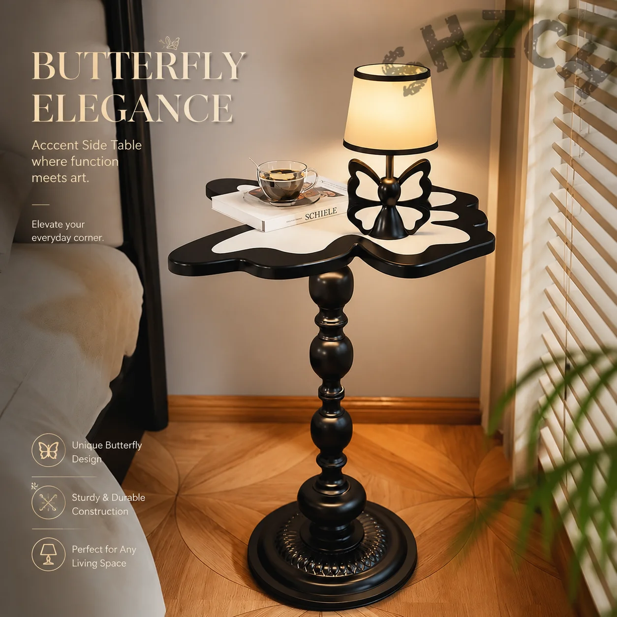 Butterfly-Themed Side Table for Living Room, Balcony, or Bedroom – Decorative Floor Table with Artistic Sculptural Design