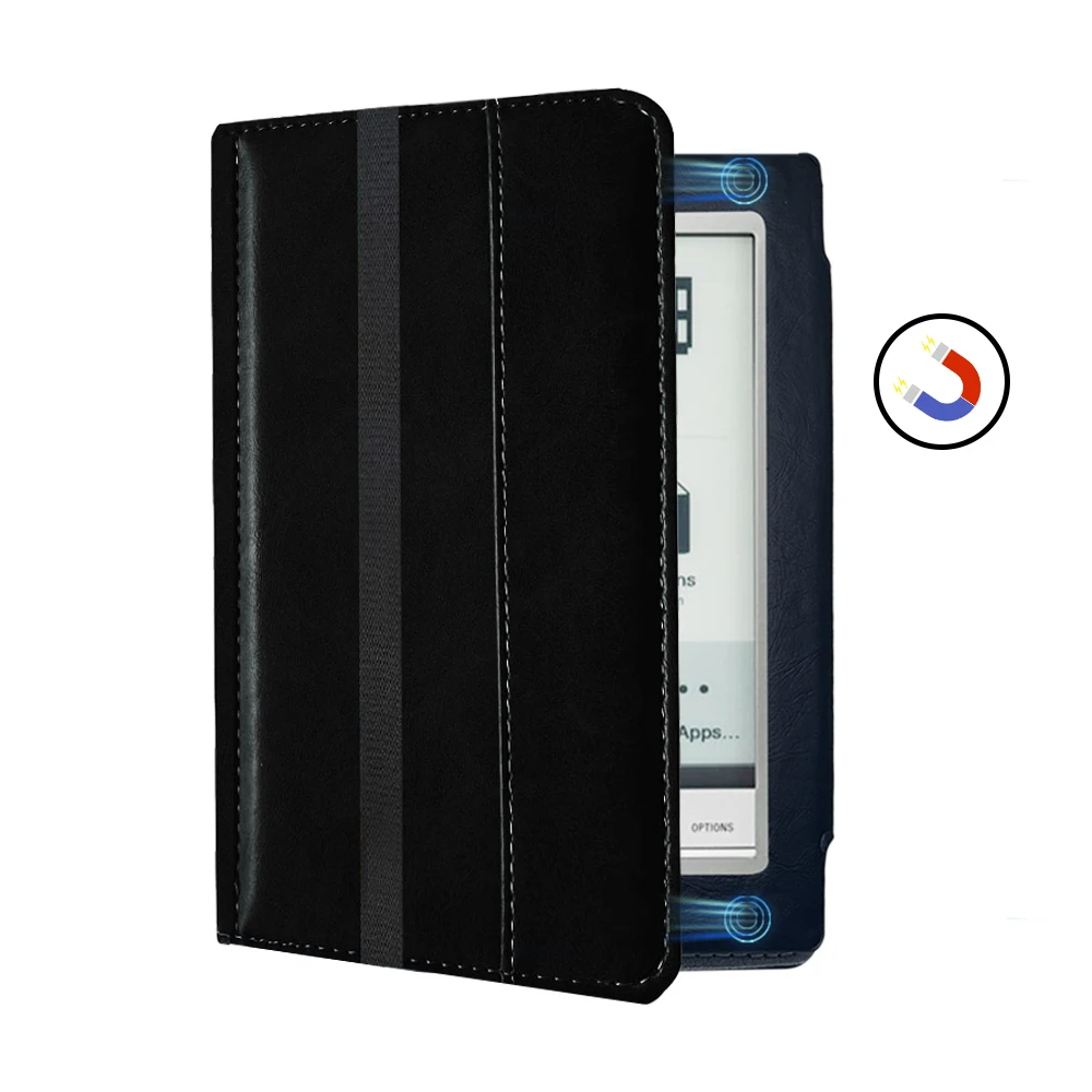 Folio Leather Cover for Funda Sony PRS 600 650 Digital Book Reader Protective Case with Adsorption Closure Pocket Pouch