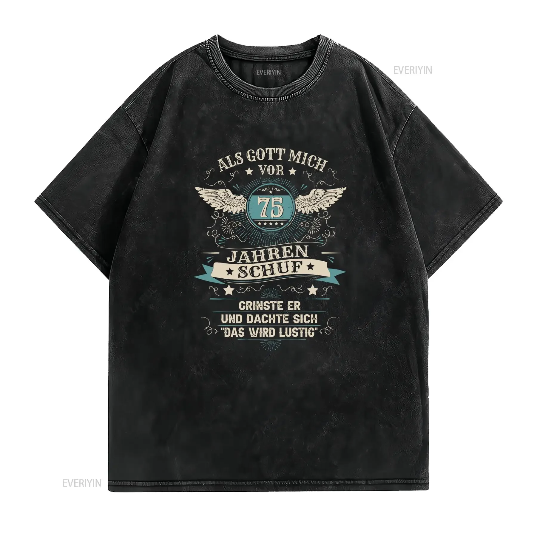 Camiseta negra divertida para hombre o mujer que celebra su 75 cumpleaños nacido en 1949 vintage Washed Top For Everyday Wear