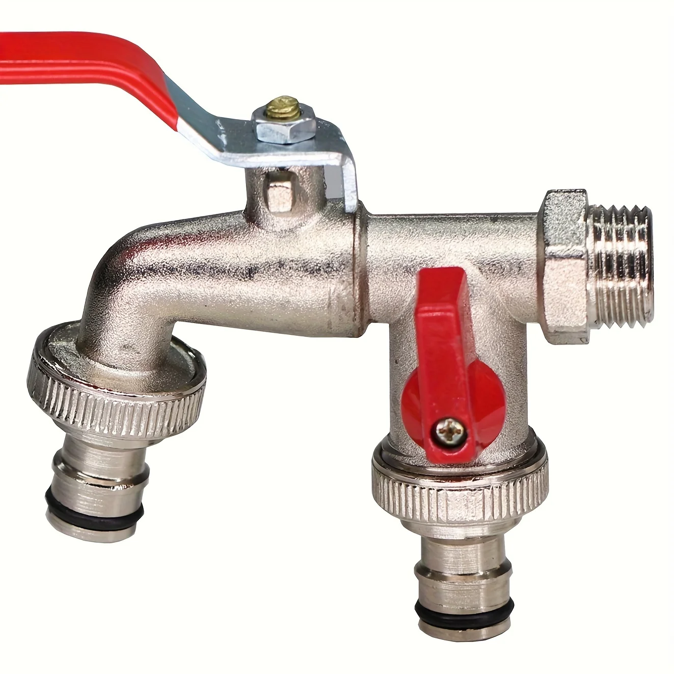 1Pc Dual Socket Garden Water Pipe Faucet,Universal Threaded Multi-component Outdoor Faucet,Compatible with Sprinklers and Water