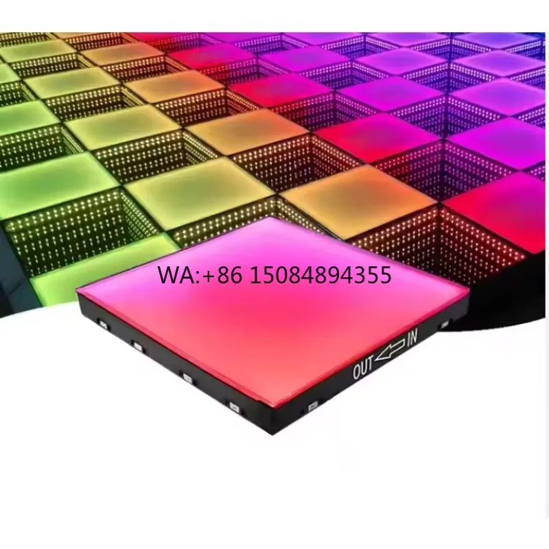 

Wireless Magnetic Portable DMX512 Dance Floor Wedding Party Mirror 3D Infinity Rainbow Led Floor Light