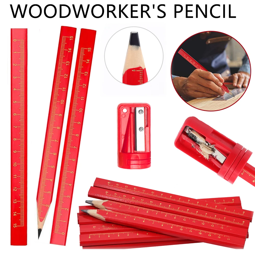 1/2/3pcs Woodworking Pencil Thick Core Black Pen Special Marking Pen DIY With Scale Carpenter's Tool Pen Stationery Marking Pen