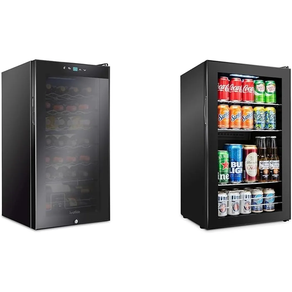 28 زجاجة النبيذ برودة 126 يمكن شرب الثلاجة رفوف قابل للتعديل كفاءة في استخدام الطاقة ضاغط الأشعة فوق البنفسجية مقاومة باب زجاجي