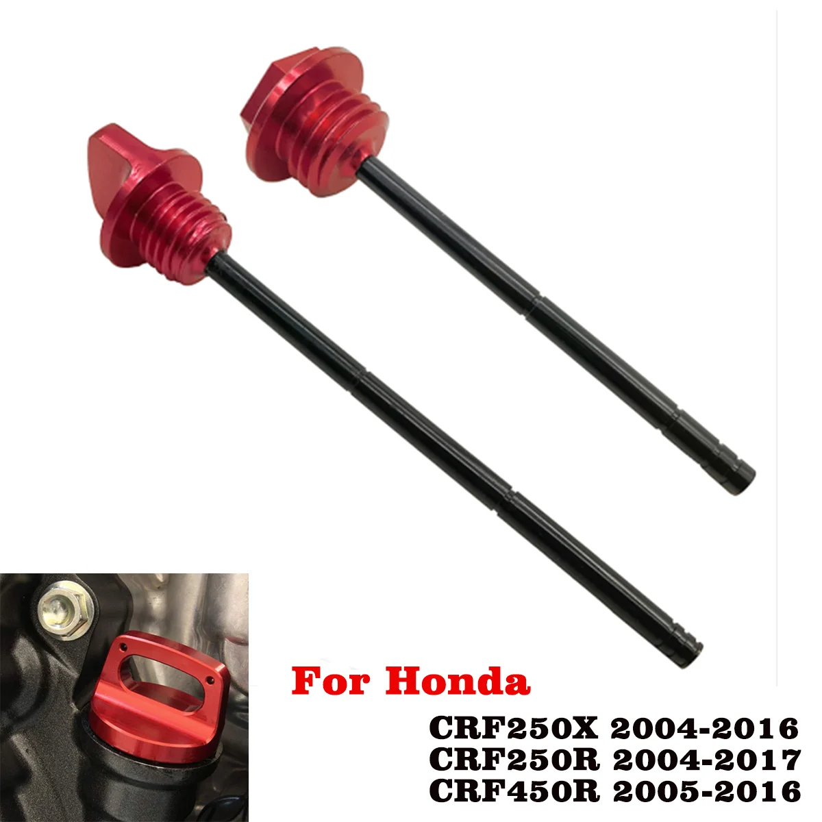 

For HONDA CRF250X CRF250R CRF450R CRF 250X 250R 450R Enduro Dirt Pit Bike Motorcycle Red Aluminum Oil Dipstick Gauge Plugs