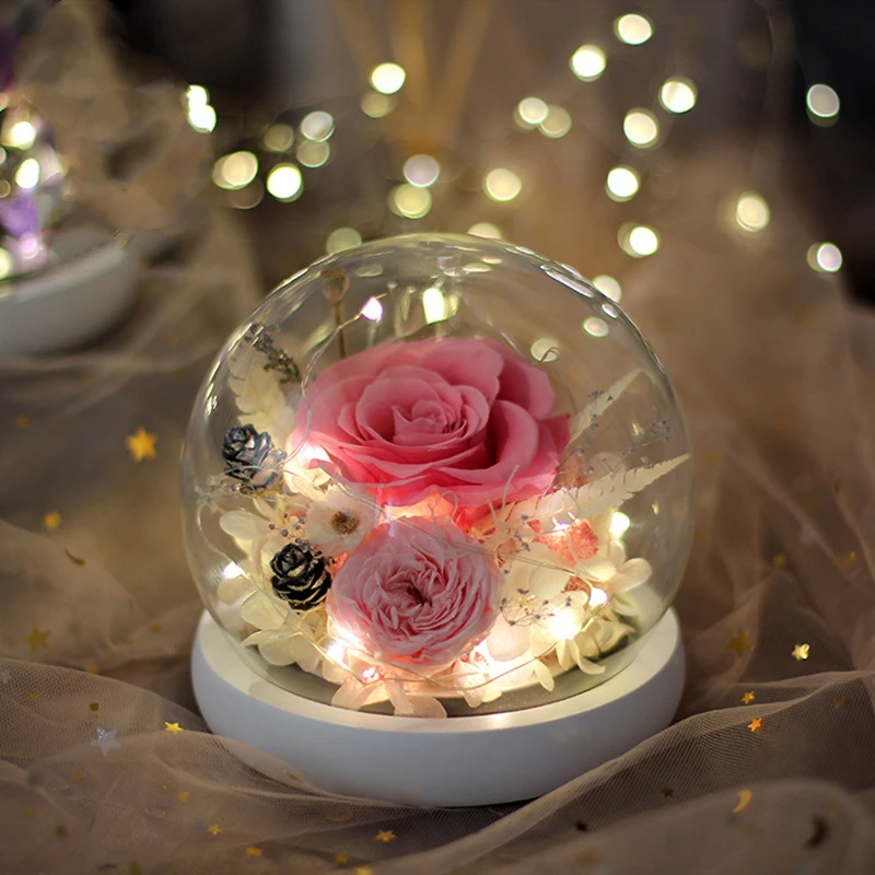 F 2 set/pack diámetro = 12cm florero de cúpula de cristal de forma redonda decoración del hogar cubierta de flor preservada DIY regalo para Amiga accesorio de boda