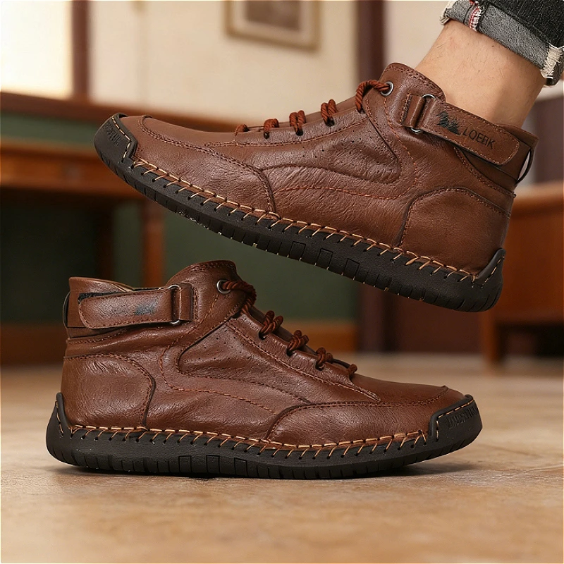 Handmade Leather Casual Men Shoes Comfortable Slip on Loafers Men Flats Hot Sale Outdoor Walking Shoes Moccasins Driving Shoes