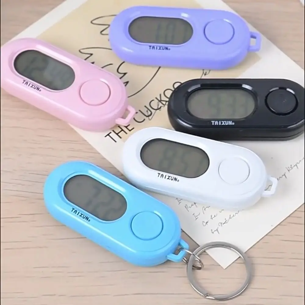 Key Display Digital Electronic Clock Keychain Oval Watch Portable Electronic Watch Keyring ABS Table Time Display