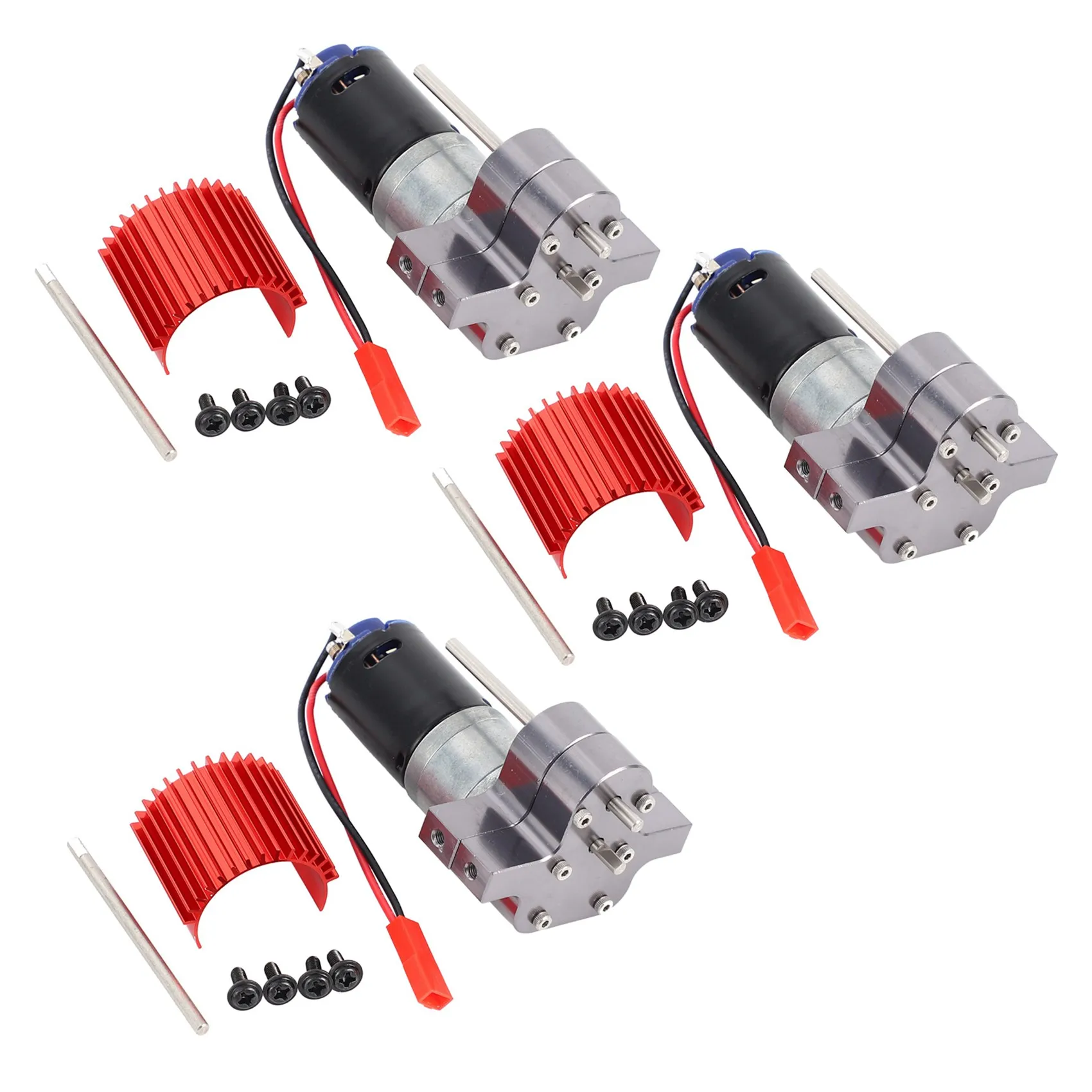 AA84 3X370 แปรงมอเตอร์ + โลหะผสมความร้อนกล่องเกียร์ชุดเกียร์เหล็กสําหรับ WPL Henglong C14 C24 B14 B24 B16 B36 4X4 6X6