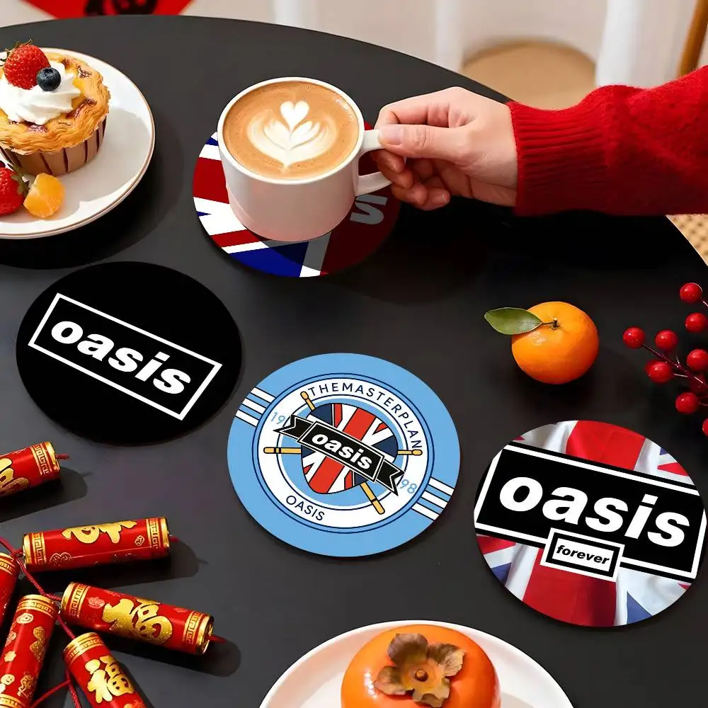 1pc O-Oasis Band Wooden Coaster Colour Printing Cup Mat Home