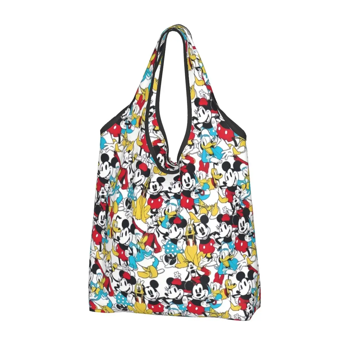 Bolsa de compras reutilizável Disney para mulheres, bolsa personalizada, Mickey Mouse e Pato Donald, sacola de compras portátil