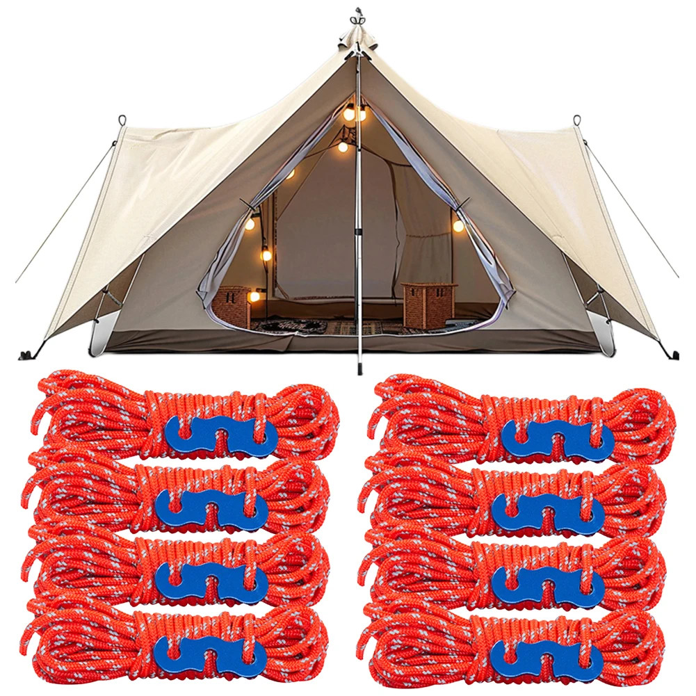 8 قطعة 3 مللي متر في الهواء الطلق خيمة غي الحبال التخييم اكسسوارات 13ft خيمة خط الحبل الثابت للتخييم التنزه المظلة المأوى النشاط في الهواء الطلق #1