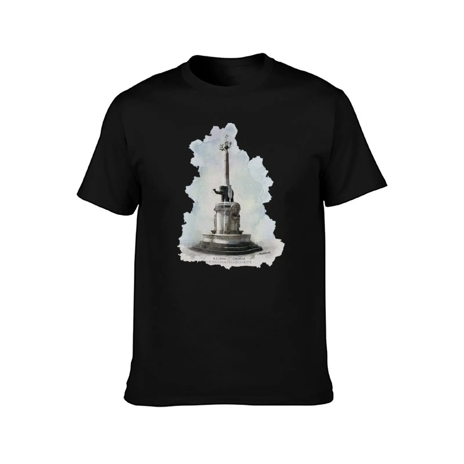 Catania 'u Liotru Fontana dell'Elefante Sicilia T-Shirt Minimal Art Print T-Shirt