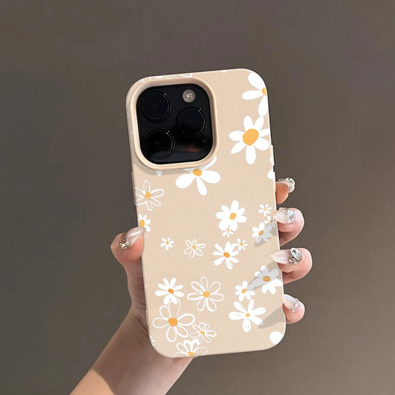 로맨틱 데이지 꽃 패션 폰 케이스 아이폰 17 에어 16 15 13 11 14 12 플러스 프로 맥스 XR XS 충격 방지 TPU 커버