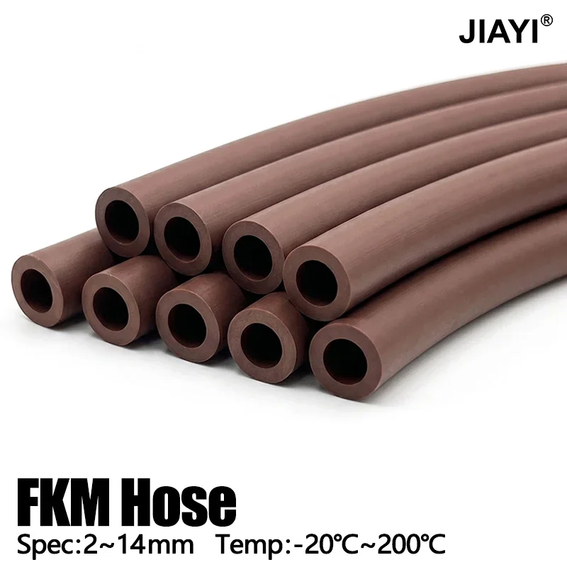 High-Temperature Resistant Brown FKM Rubber Hose 1/2/3/5M ID 2mm-14mm Oil Corrosion Resistant Anti-Aging Fuel Delivery Tube