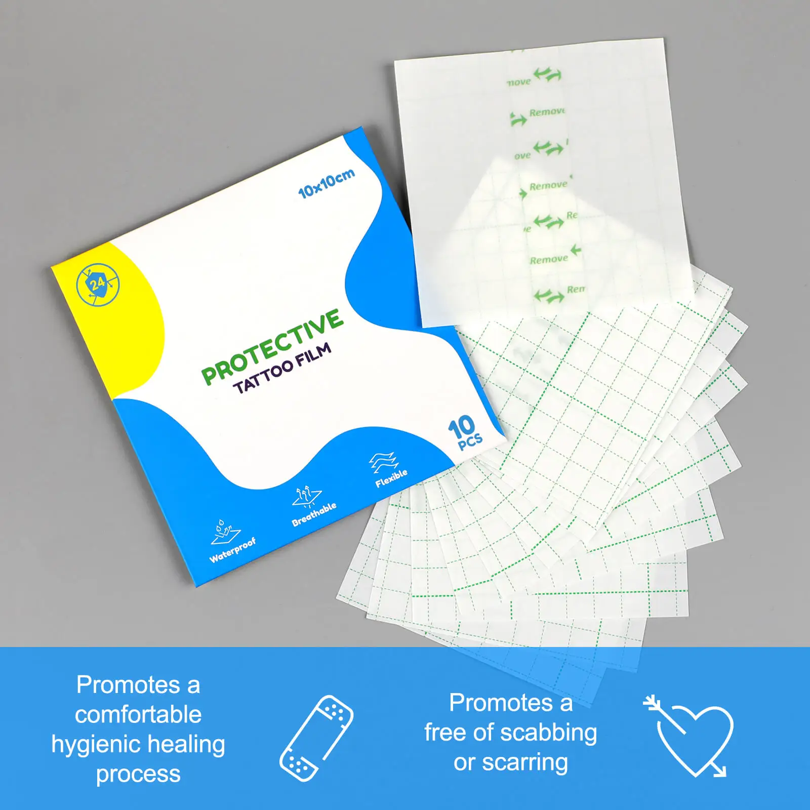 

10Pcs Waterproof Tattoo PU Film 10cm*10cm Tattoo Aftercare Waterproof Bandage Roll Dressing Second Skin Healing Protective