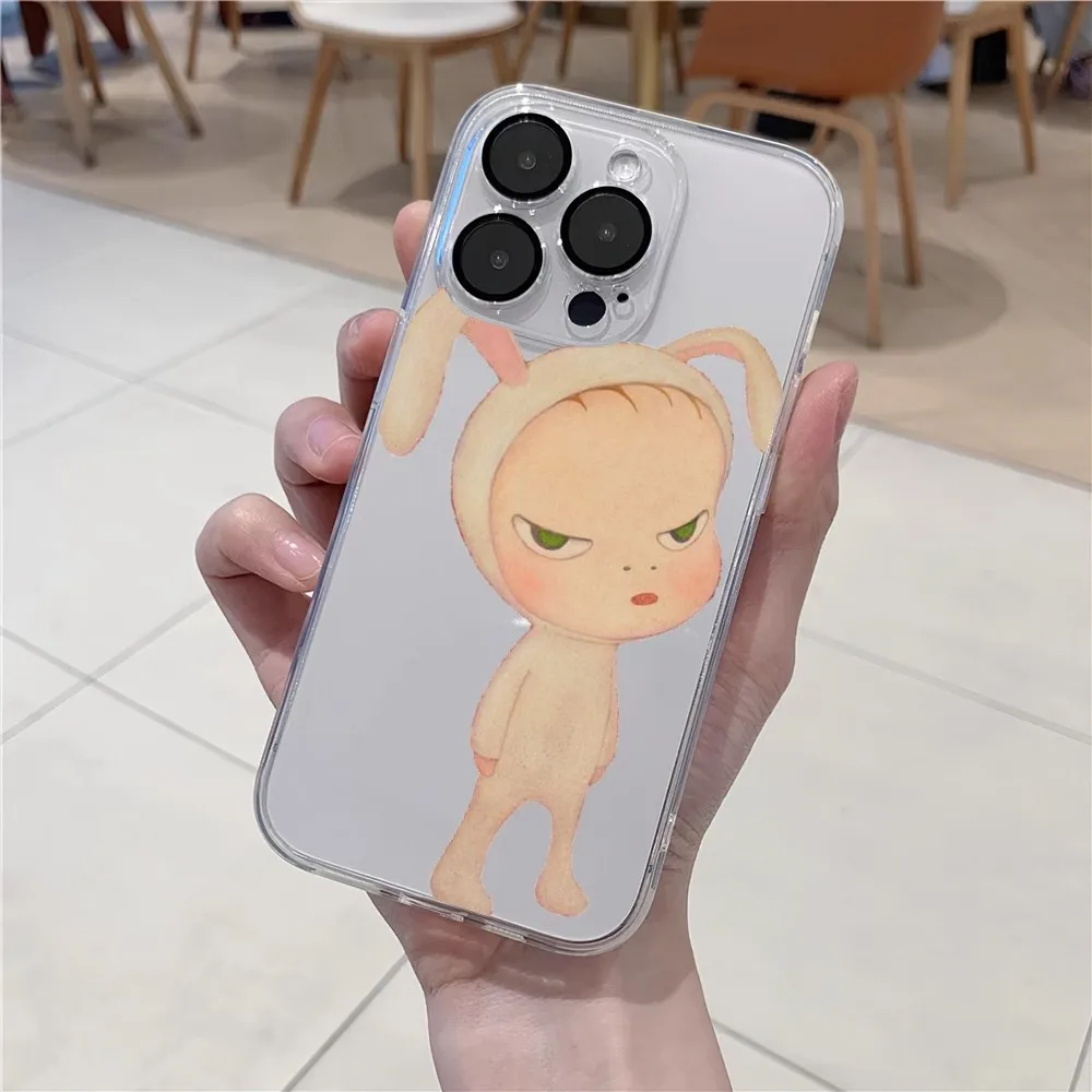 Art Yoshitomo Nara Phone Case Transparent For iPhone 15 13 14 12 11 Pro MAX XR X SE XS iPhone13 14 Mini