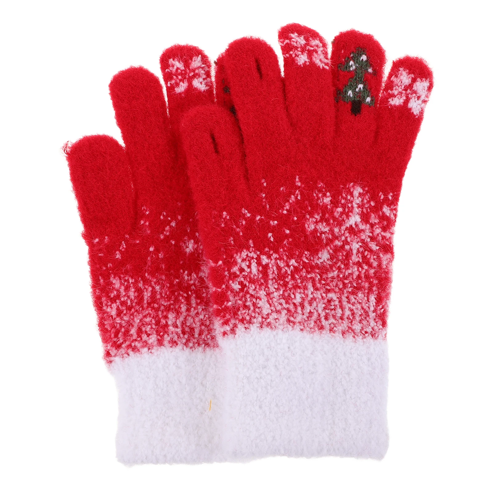

Winter Gloves Women Girls Christmas Warm Acrylic Touchscreen Ladies Outdoor Cycling Cold Weather Holiday Red Snowflake Design