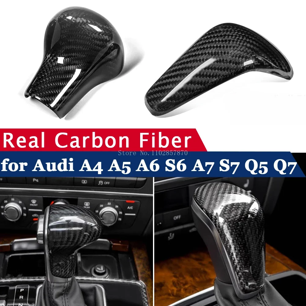 Gear Shift Knob Cover for Audi A4 A5 B8.5 A5 8T A6 S6 C7 A7 S7 4G8 Q5 8R Q7 4L Real Carbon Fiber Case Interior Accessories