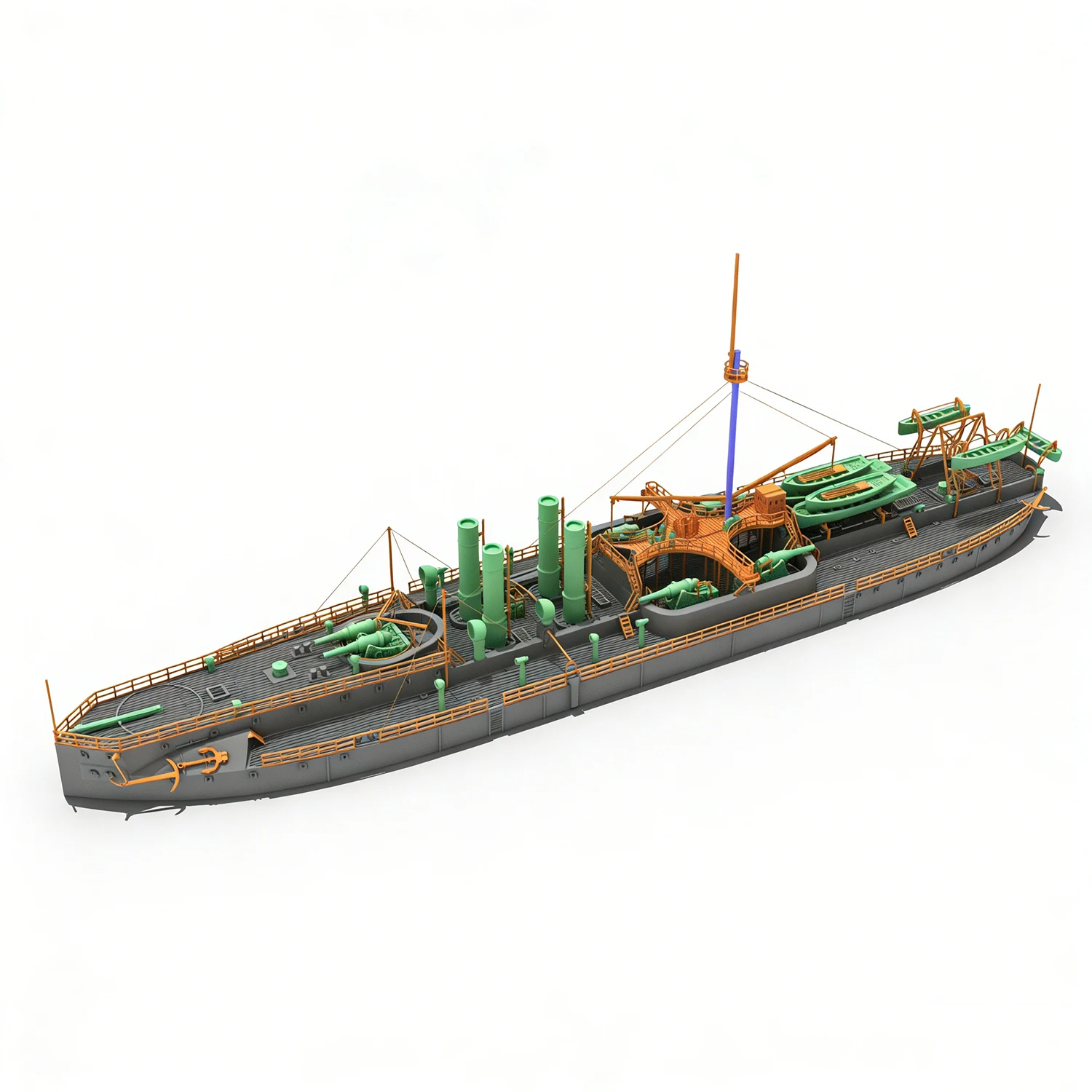 1/700 Scale Sachsen-class Ironclad Battleship Assembly Model Made of Resin Ships Static Model Ship Toy Ornament Warship Model