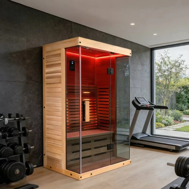 Customized Solid Wood Dry Cabine Outdoor Infrared Sauna with Sauna Accessories Sauna Indoor with Red Light