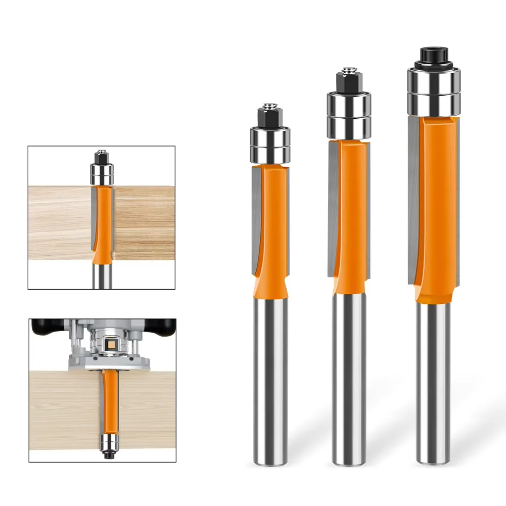 1/4&6MM SHANK Flush Trim Router Bit End Double Bearing For Woodworking Cutting Tool