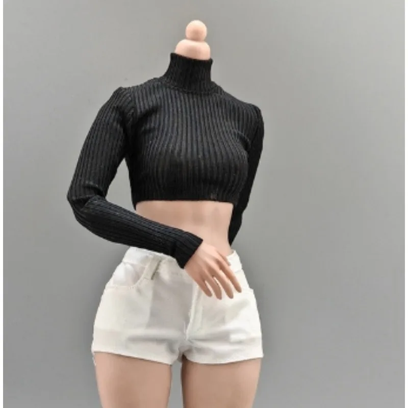 1/6 Scale Tight Fitting High Neck Long Sleeved Short T-shirt Sexy Top Female Doll Clothes for 12" Soldier AT203 TBL Body