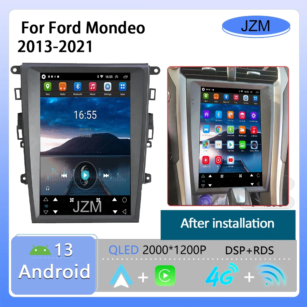 

JZM 12,1 дюймов для Ford Mondeo 2013-2021 Android 13 Автомагнитола мультимедийный плеер DVD Carplay GPS 4G Wifi стерео