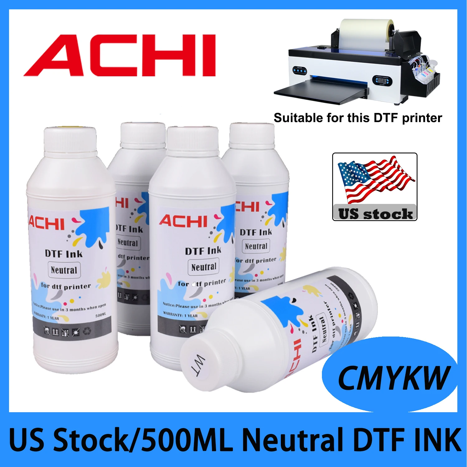 5*500ML DTF Neutral Ink DTF INK for DTF Printer Film Transfer Ink A3 A4 DTF Printer Neutral Ink