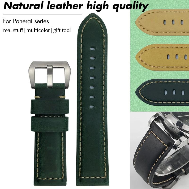 

24mm 25mm 26mm Cowhide Matte Leather Watchband for Panerai LUMINOR DUE SUBMERSIBLE PAM 441 386 359 580 Watch Strap Free Tools