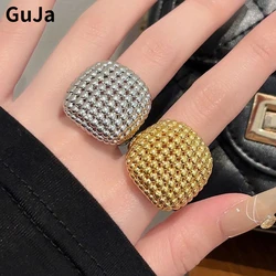 Modern Jewelry Luxury Temperament Hollow Metal Rings For Women Party Gifts Exaggerative Accessories 2024 Trend New