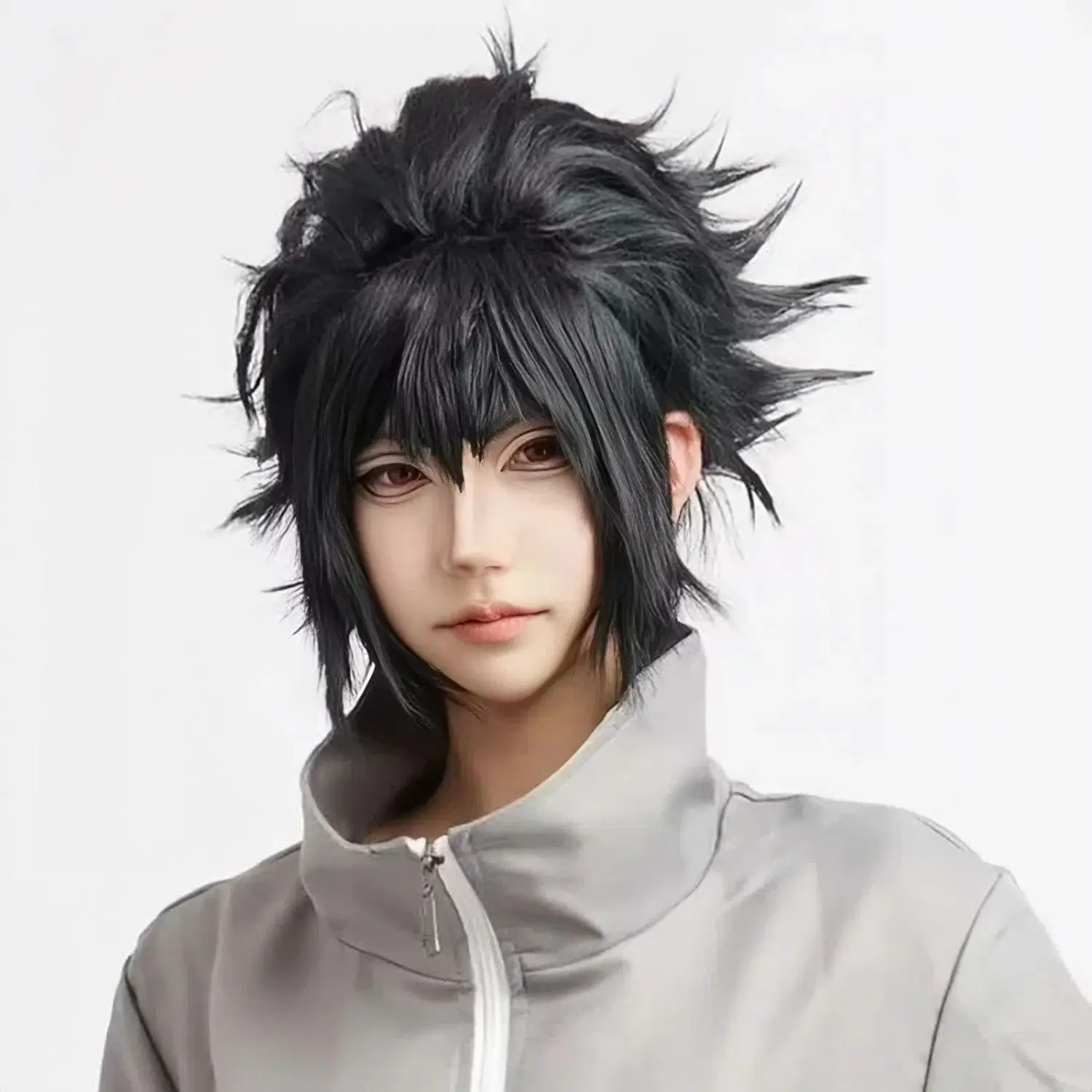 Perruque de Cosplay Uchiha Sasuke: cheveux noirs courts et héros assinés pour Costume précis d'anime