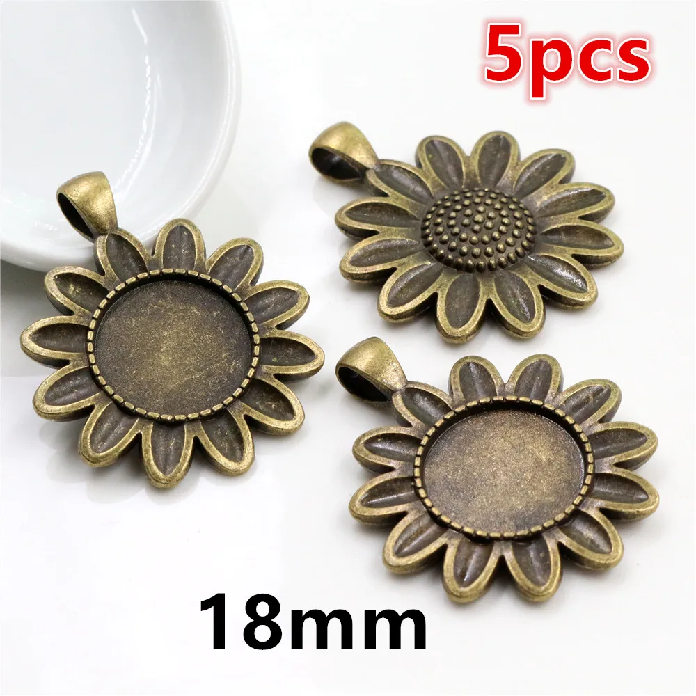 5-15pcs 16mm 18mm Inner Size Pendant Cabochon Blank Base Setting Bezel Tray DIY Jewelry Making Accessories for Necklace Keychain