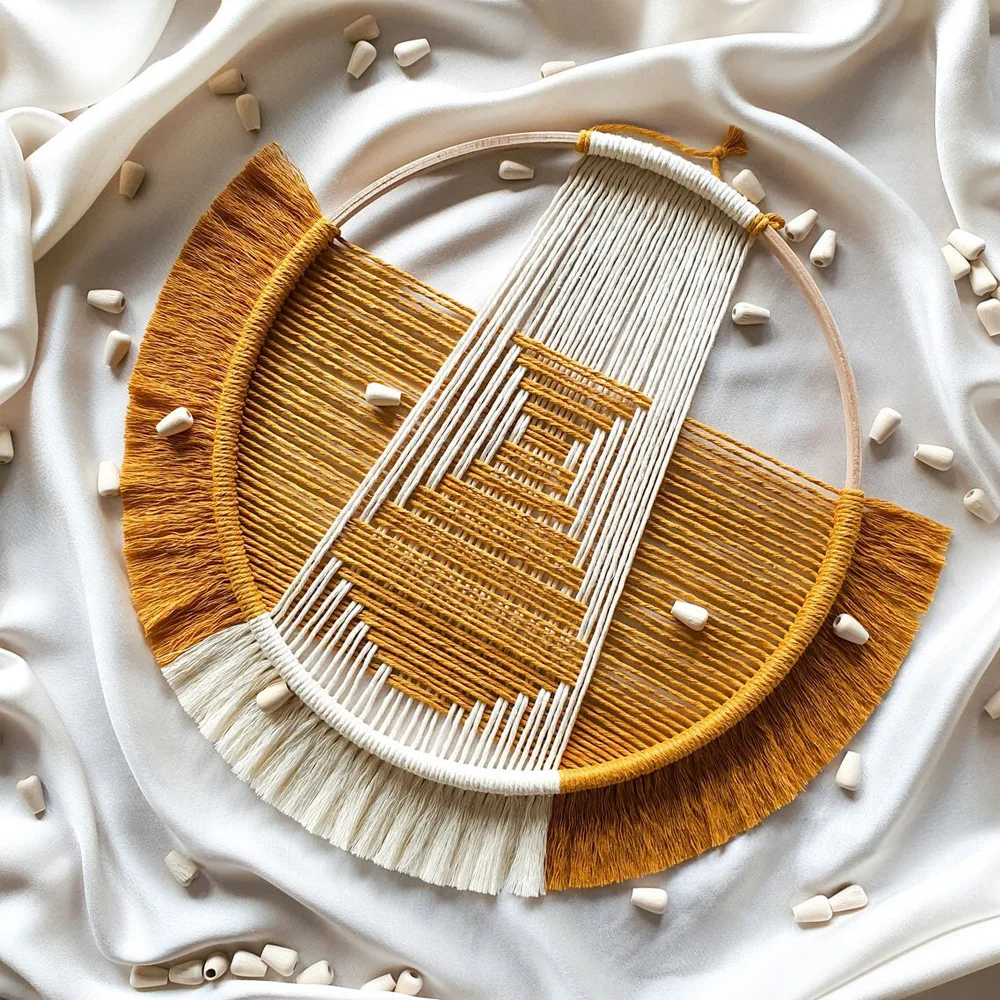 35cm Nordic Circle Cotton Rope Wall Hanging - Handmade Woven Tapestry - Entrance Wall Decor - Background Wall Decoration