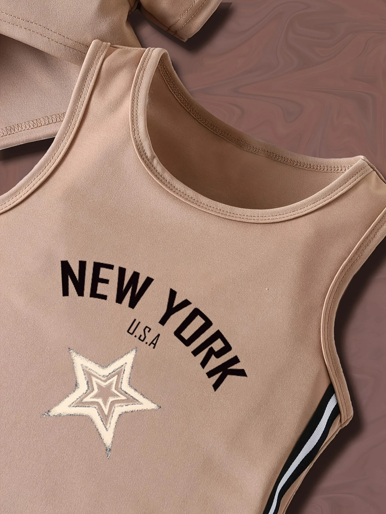 فستان بناتي صيفي بأكمام قصيرة مطبوع فستان نيويورك الولايات المتحدة الأمريكية مطبوع بدلة تنورة مكونة من قطعتين