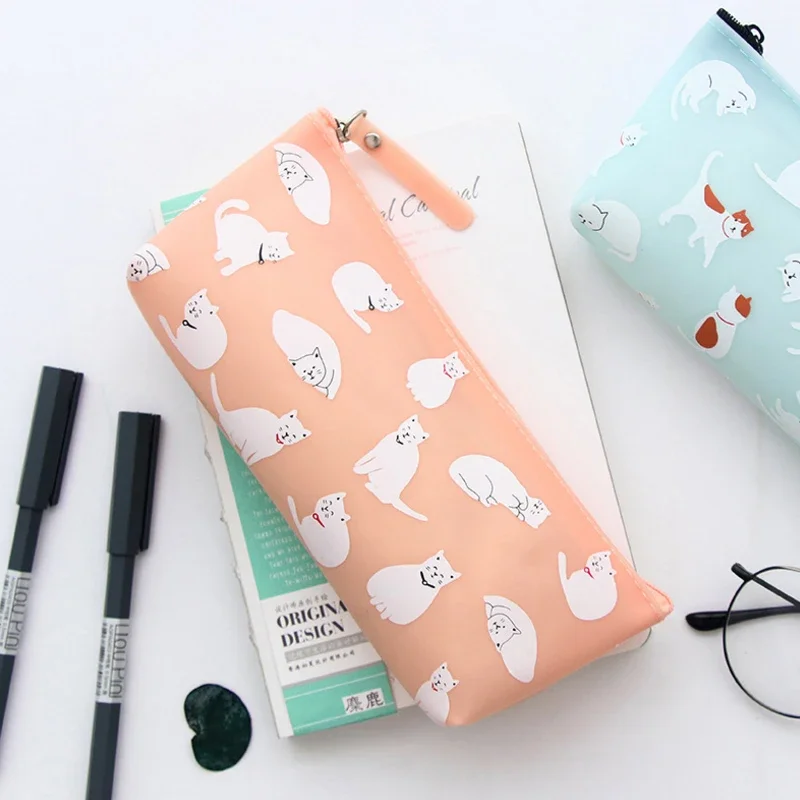 1pcs/lot Cat Stereo Silicone Stationery Pencil Case Pencilcase Pencil Bag New Arrival School Supplies Stationery