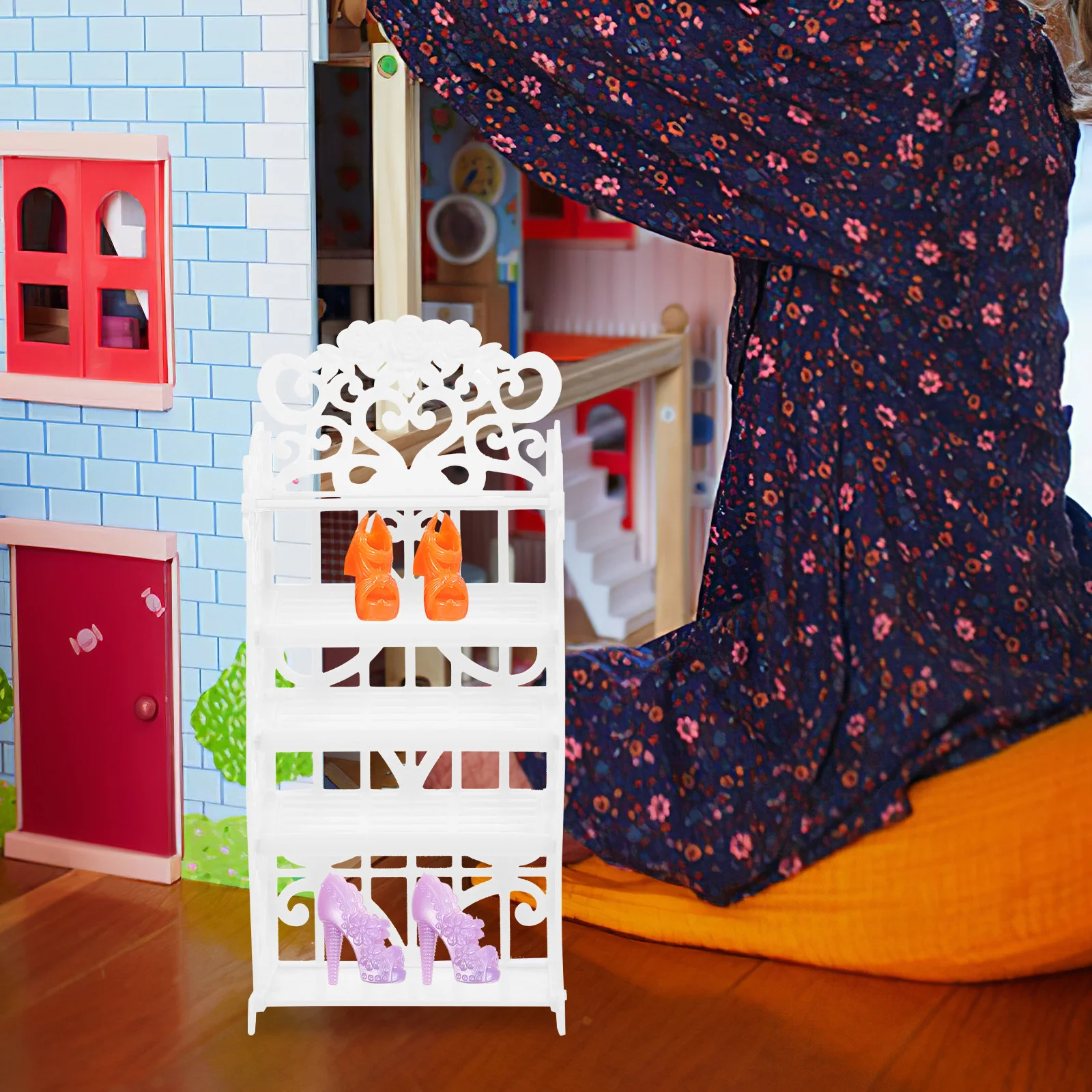 Schoenenhouder Kaststandaard Poppenhuisaccessoires Speelgoedrek voor baby-minipoppen