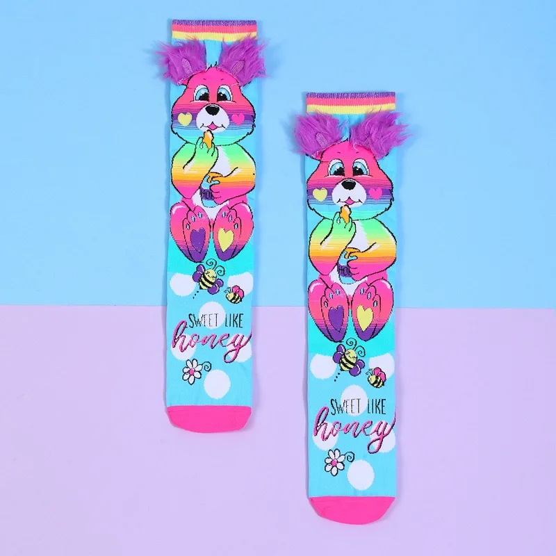 Lindos calcetines largos de conejito 3D para niños: estilo princesa de otoño e invierno, regalo de cumpleaños perfecto para niñas y padres e hijos a juego