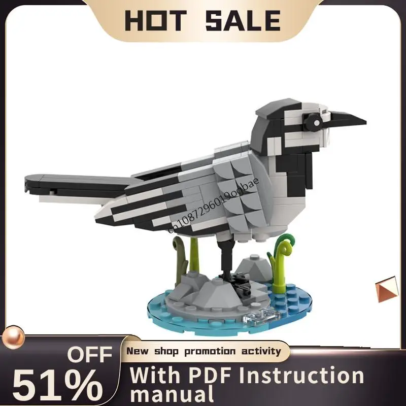 

New 157Pcs Hot Selling Bird Series Moc White Wagtail Model Building Blocks Diy Creative Ideas Kids Toys Birthday Christmas Gifts