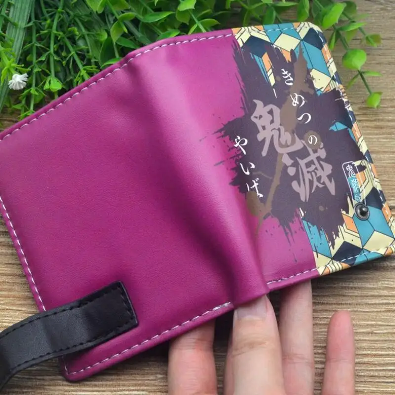 Anime Demon Slayer Kamado Tanjirou Leather Wallet Anti-Magnetic Credit Cards Holder with Organizer Coin Pocket Money Clips Purse