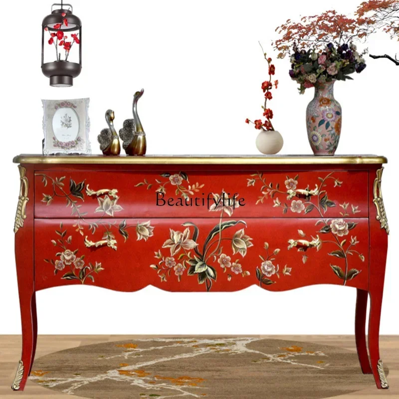 

06American light luxury porch cabinet solid wood locker