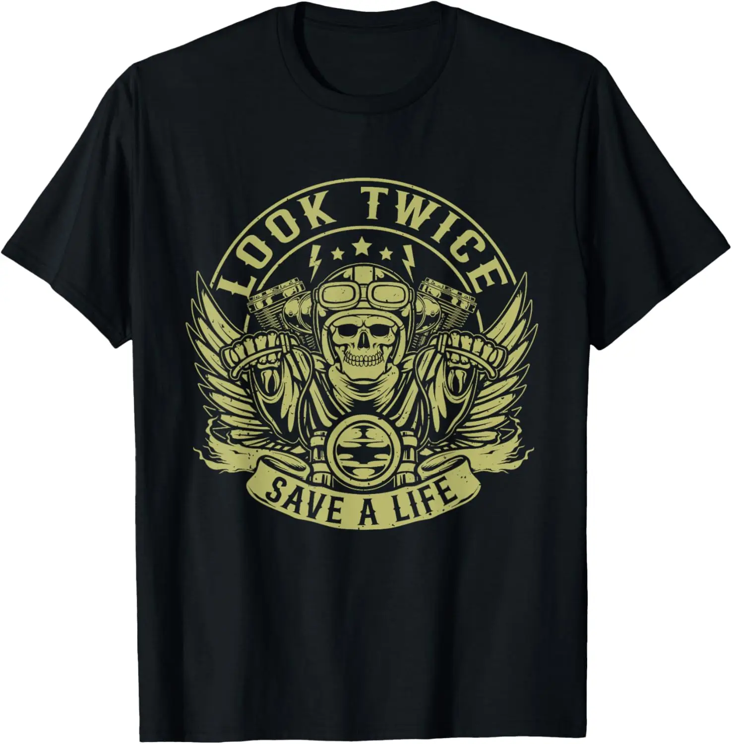 

Look Twice Save A Life Funny Motorcycle Biker Riding T-Shirt