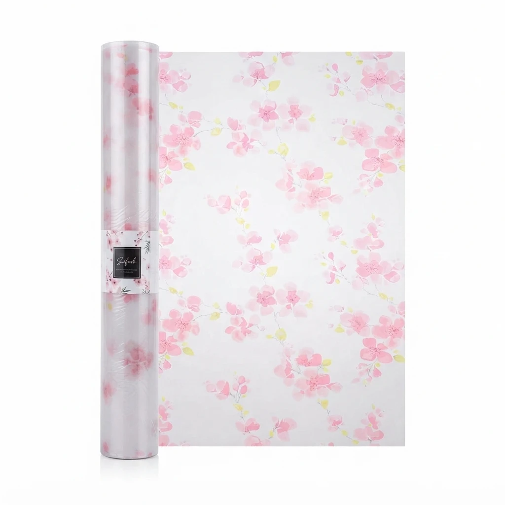 Watercolor Sakura Design Frosted Glass Privacy Sticker Self-Adhesive Window Decorations