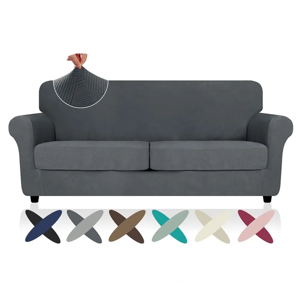 

Чехол для дивана XL-Loveseat в полоску, 3 предмета (71-91 дюймов), толстые эластичные чехлы для 2-местного дивана XL с нескользящей эластичной лентой, модель 2026 года