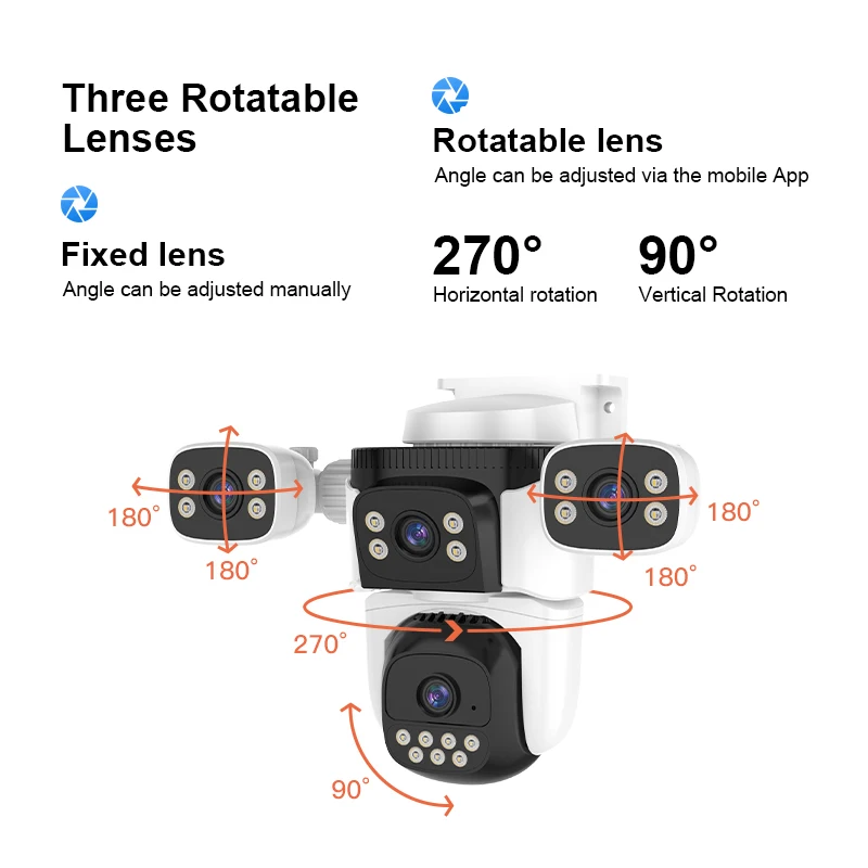 8MP 10x Zoom  4Lens  O-Kam APP  Wireless PTZ IP Dome Camera Full Color AI Humanoid Detection Home Security CCTV Baby Monitor