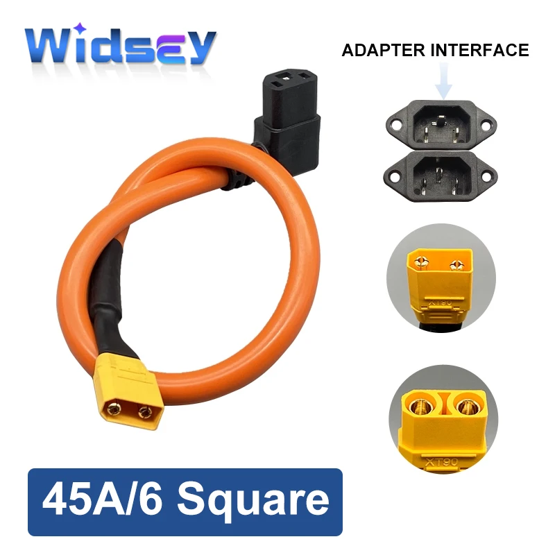 

45AHigh Current Lithium Battery Charging Plug Bend Head C13 To XT60 XT90 Male Female Electric Vehicles Connector 6 Square