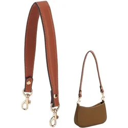 Brown Genuine Leather Handle Purses Strap 50cm(20 Inch) Purse Straps Replacement Shoulder Bag Strap with Clasps for Handbag