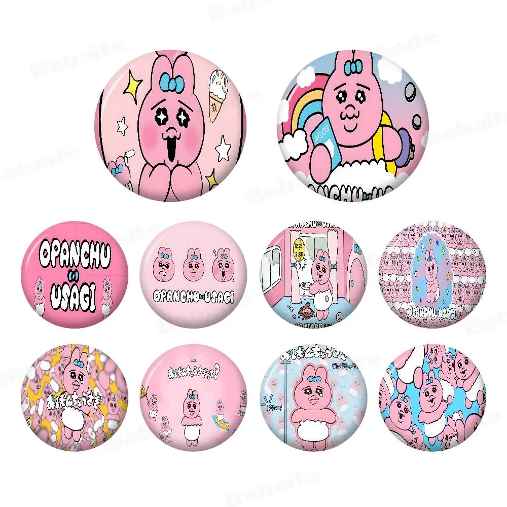 

O-Opanchu Cute U-Usagi Soft Button Pin Bright Printed Icon Gift For Friends Badge Collar Brooch Lapel Pin Metal
