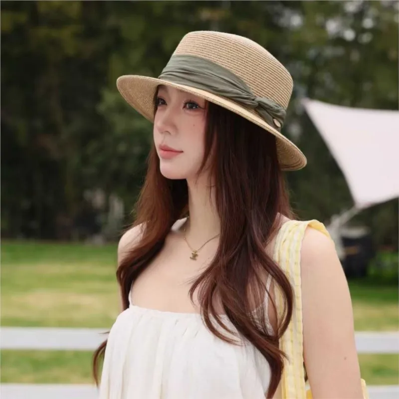 A new style of and light hat for women's seaside vacation fashionable sweet woven fisherman's