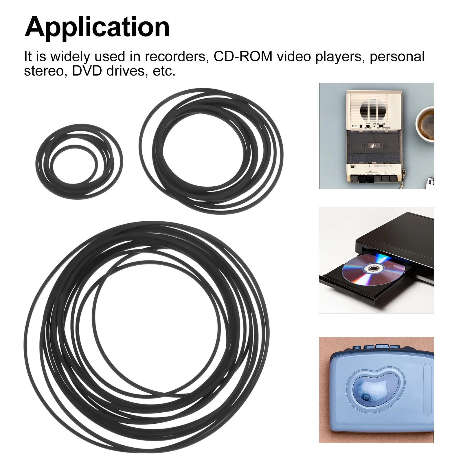 30pcs Cassette Recorder Belts 1Mm Rubber Material Durable Smooth Transmission For Tape Deck Repair Replacement Compatible Cd Dvd