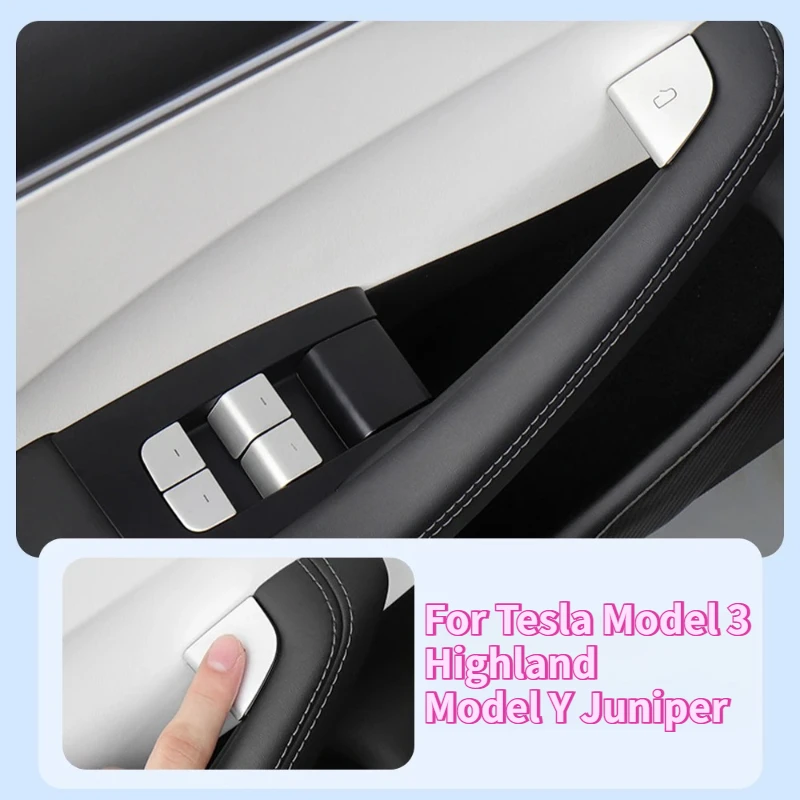 

Кнопки переключателя стеклоподъемника, накладка для Tesla Model 3 Highland Model Y Juniper ABS, кнопка открытия двери автомобиля, наклейка, аксессуары